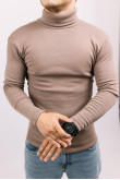 Мужской гольф Бежевый Мокко с горловиной со стойкой и отворотом базовый