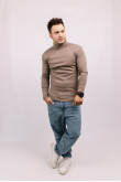 Мужской гольф Бежевый Мокко с горловиной со стойкой и отворотом базовый