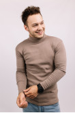 Мужской гольф Бежевый Мокко с горловиной со стойкой и отворотом базовый