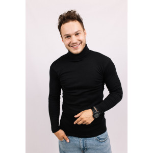 Мужской Черный гольф водолазка с горловиной со стойкой и отворотом базовый классический