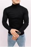 Мужской Черный гольф водолазка с горловиной со стойкой и отворотом базовый классический
