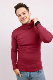 Мужской гольф Бордовый с горловиной со стойкой и отворотом базовый