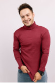 Мужской гольф Бордовый с горловиной со стойкой и отворотом базовый