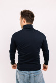 Мужской Темно-синий гольф с горловиной со стойкой и отворотом базовый классический