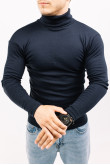 Мужской Темно-синий гольф с горловиной со стойкой и отворотом базовый классический