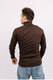 Мужской Коричневый гольф водолазка с горловиной со стойкой и отворотом базовый