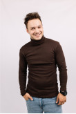 Мужской Коричневый гольф водолазка с горловиной со стойкой и отворотом базовый