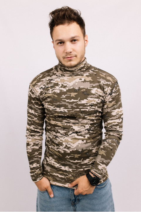 Мужской гольф Камуфляж Пиксель с горловиной со стойкой и отворотом форма ВСУ