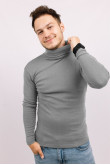 Мужской гольф Светло-серый с горловиной со стойкой и отворотом базовый