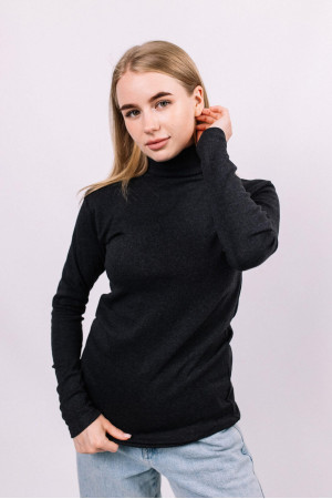 Женский Темно-серый гольф Антрацит с горловиной со стойкой и отворотом базовый