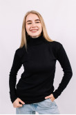 Женский Черный гольф водолазка с горловиной со стойкой и отворотом базовый классический