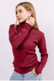 Женский Бордовый гольф с горловиной со стойкой и отворотом базовый