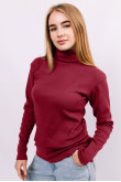 Женский Бордовый гольф с горловиной со стойкой и отворотом базовый
