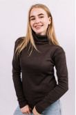 Женский Коричневый гольф водолазка с горловиной со стойкой и отворотом базовый