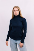 Женский Темно-синий гольф с горловиной со стойкой и отворотом базовый классический