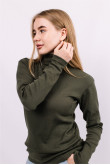 Женский Оливковый Хаки гольф водолазка с горловиной со стойкой и отворотом базовый в стиле милитари