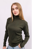 Женский Оливковый Хаки гольф водолазка с горловиной со стойкой и отворотом базовый в стиле милитари