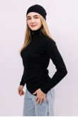 Женская теплая шапка Черная зимняя трикотажная прямая короткая