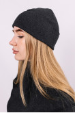 Женская зимняя шапка Темно-серая с отворотом