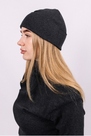 Женская зимняя шапка Темно-серая с отворотом