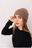 Женская шапка зимняя трикотажная с отворотом Мокко