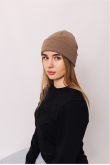 Женская шапка зимняя трикотажная с отворотом Мокко
