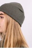 Женская Оливковая шапка хаки зимняя трикотажная милитари с отворотом