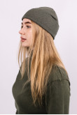 Женская Оливковая шапка хаки зимняя трикотажная милитари с отворотом