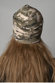 Женская теплая зимняя шапка Камуфляж Пиксель формы ЗСУ утепленная прямая короткая
