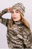Женская теплая зимняя шапка Камуфляж Пиксель формы ВСУ утепленная с отворотом