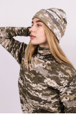 Женская теплая зимняя шапка Камуфляж Пиксель формы ВСУ утепленная с отворотом