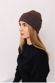 Женская зимняя шапка Коричневая с отворотом