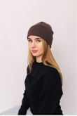 Женская зимняя шапка Коричневая с отворотом