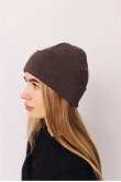 Женская зимняя шапка Коричневая с отворотом