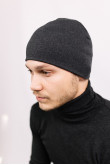 Мужская зимняя шапка Темно-серая прямая короткая
