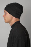Мужская Черная шапка зимняя трикотажная прямая короткая