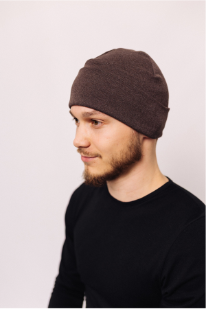 Мужская зимняя шапка Коричневая с отворотом