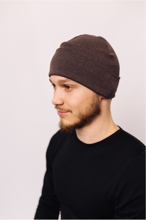 Мужская зимняя шапка Коричневая с отворотом