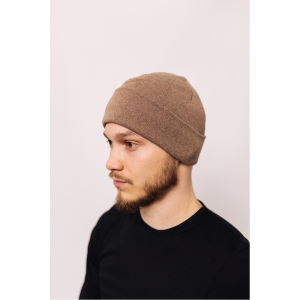 Мужская шапка зимняя трикотажная с отворотом Мокко
