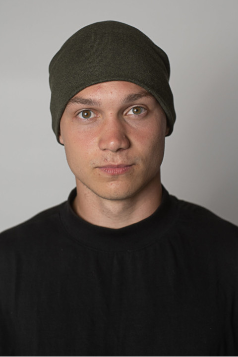 Мужская Оливковая шапка хаки зимняя трикотажная милитари прямая короткая