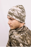 Мужская теплая зимняя шапка Камуфляж Пиксель форма ВСУ утепленная прямая короткая