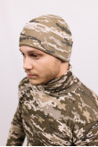 Мужская теплая зимняя шапка Камуфляж Пиксель формы ЗСУ утепленная с отворотом