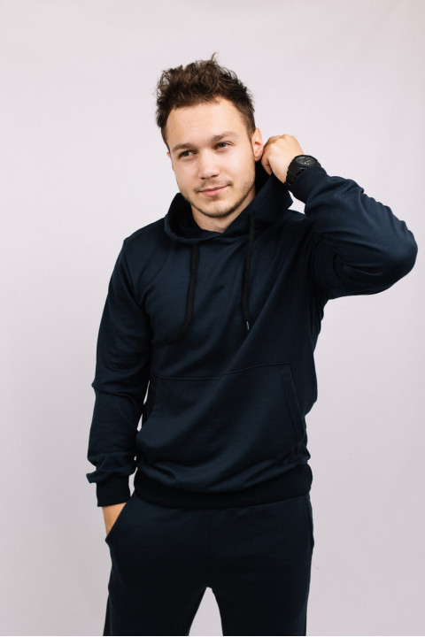 Мужская Темно-синяя кофта Худи с капюшоном для мужчин