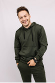 Мужское Оливковое Худи кофта свитшот с капюшоном