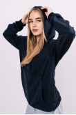 Женская Темно-синяя кофта Худи с капюшоном