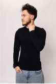 Мужская Черная базовая кофта лонгслив с длинным рукавом по фигуре