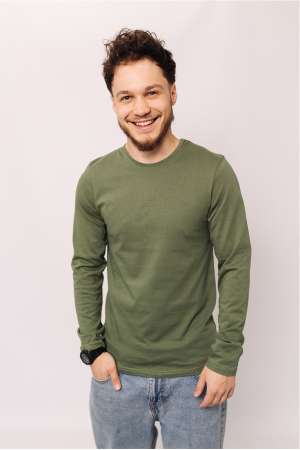 Мужская Оливковая кофта лонгслив с длинным рукавом нгу