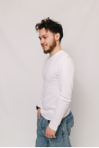 Мужская Белая базовая кофта лонгслив с длинным рукавом по фигуре