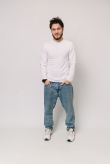 Мужская Белая базовая кофта лонгслив с длинным рукавом по фигуре