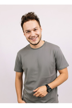 Мужская Серая футболка 100% хлопок натуральная трикотажная базовая без принта